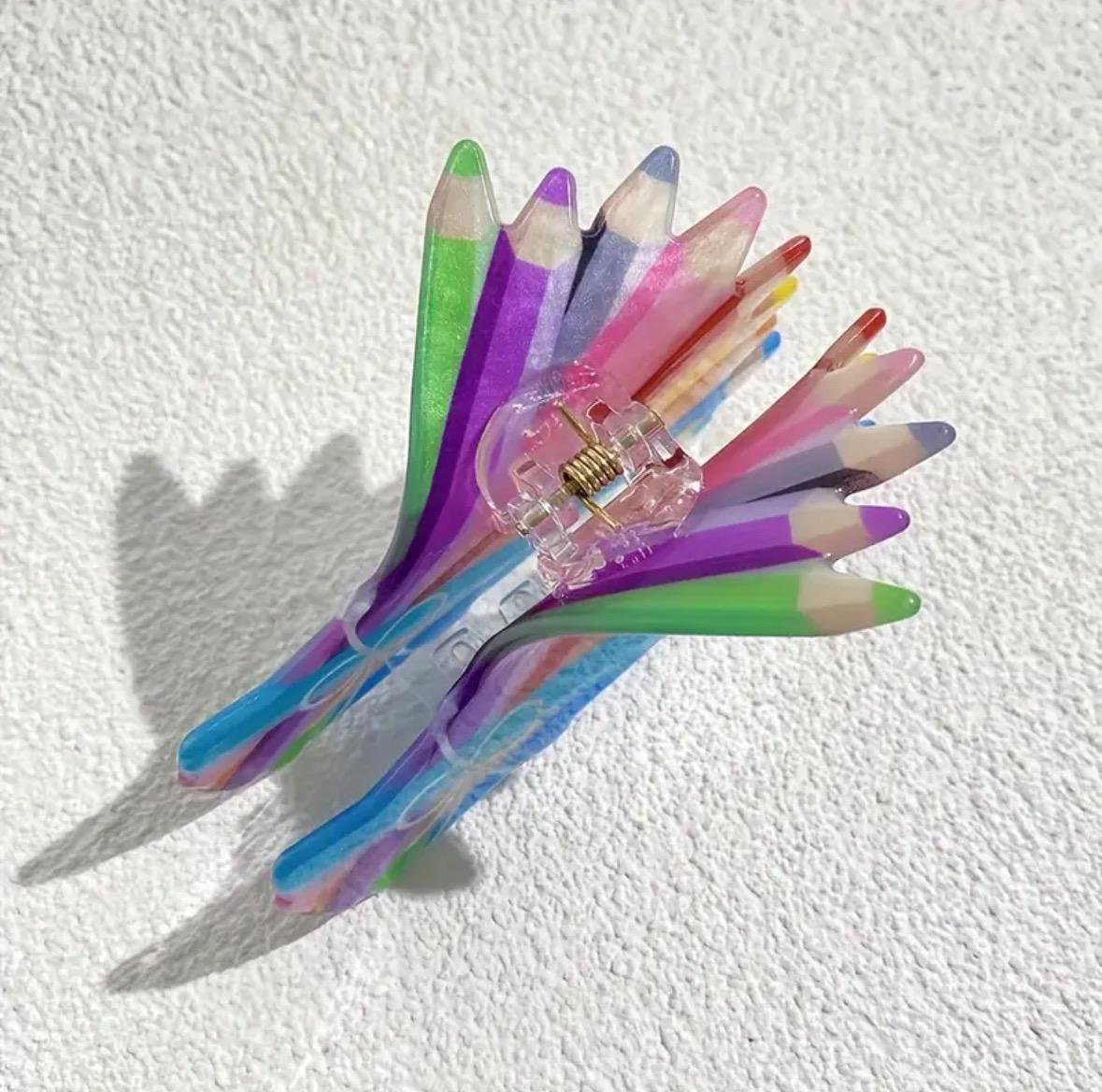 1 piece color pencils hair claw clip