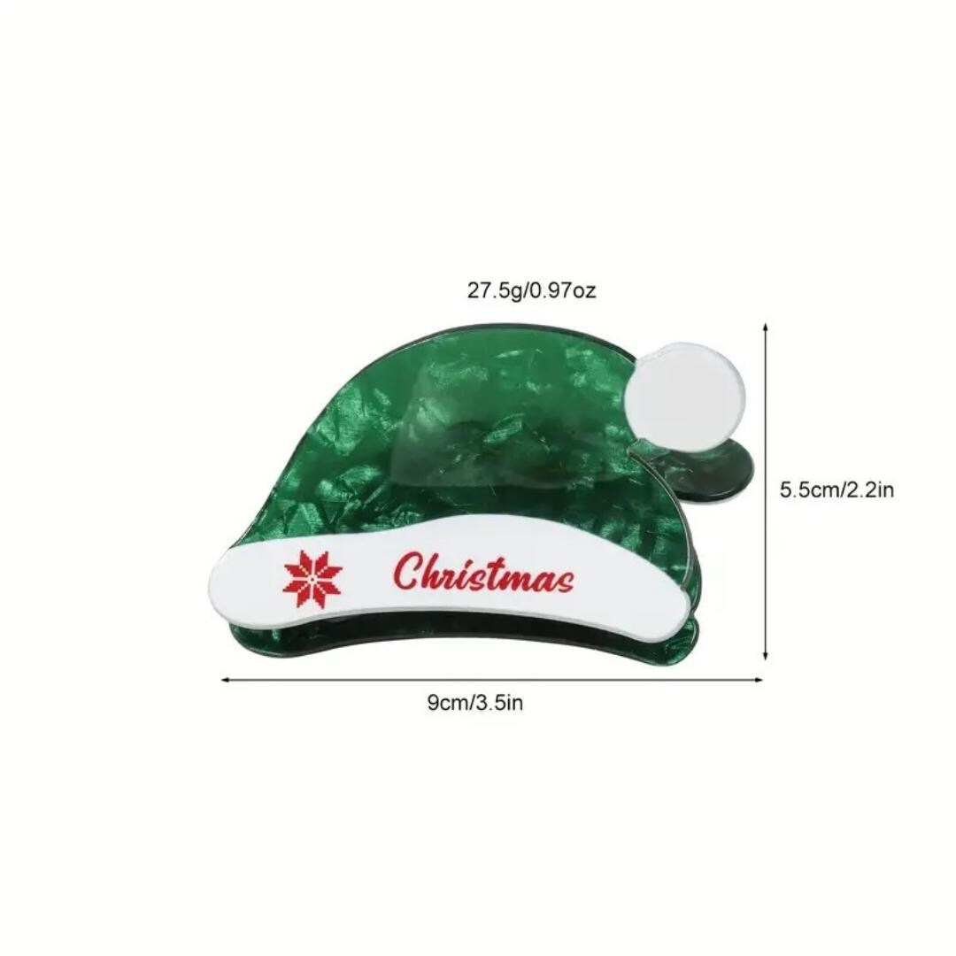 Santa Christmas hat hair claw clip