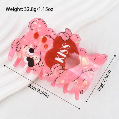 1 piece cartoon valentines heart bear hair claw clip