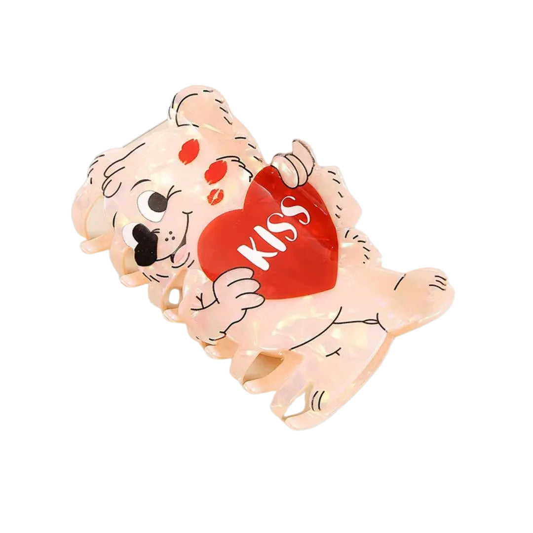 1 piece cartoon valentines heart bear hair claw clip