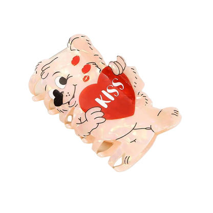 1 piece cartoon valentines heart bear hair claw clip