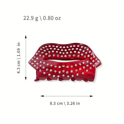 1 piece red lips valentines hair claw clip