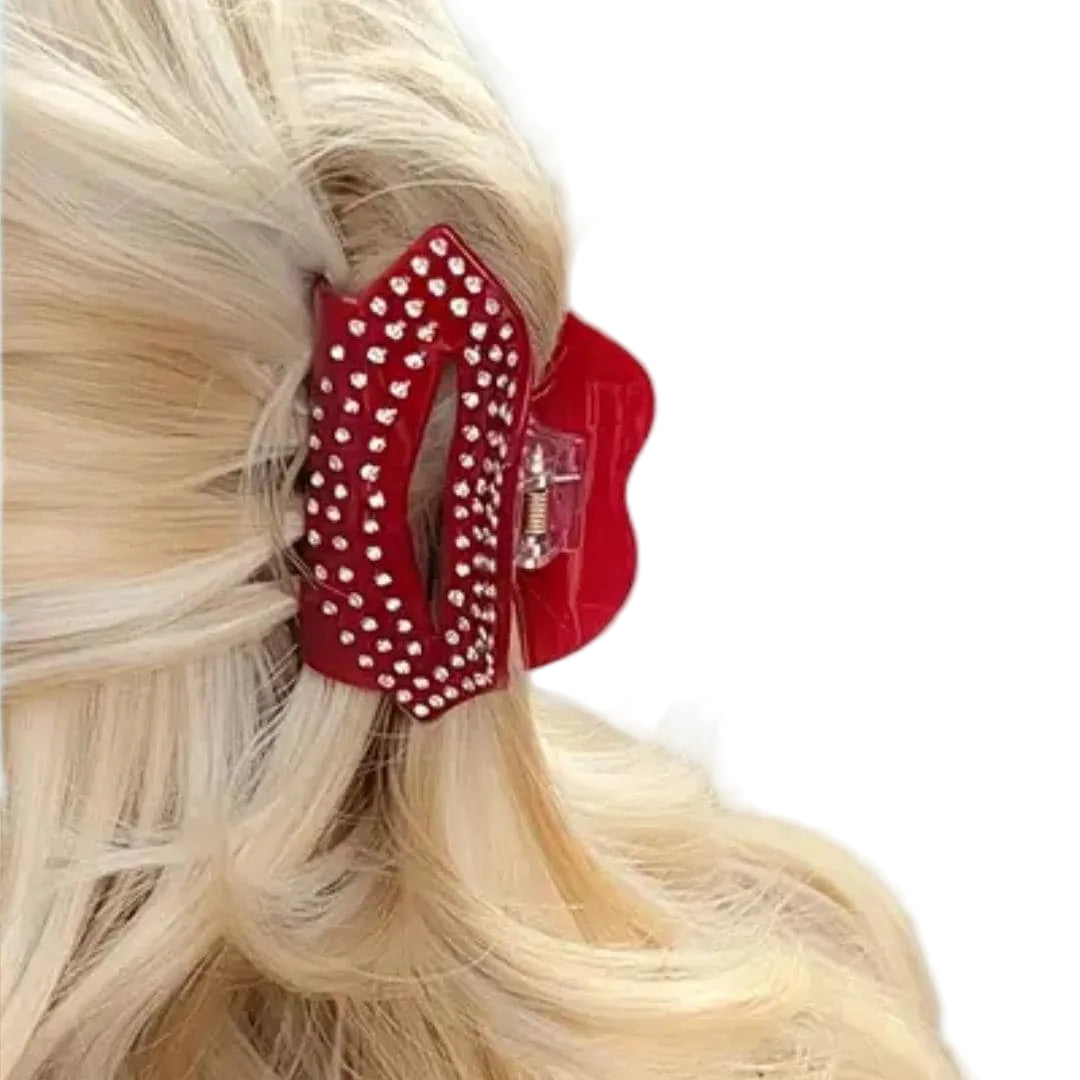 1 piece red lips valentines hair claw clip