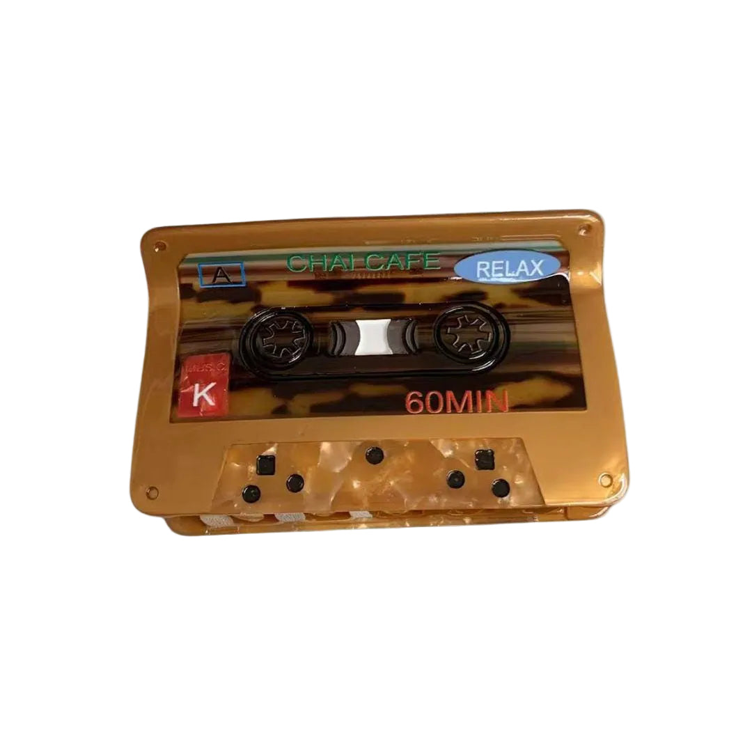 1 piece music cassette tape hair claw clip