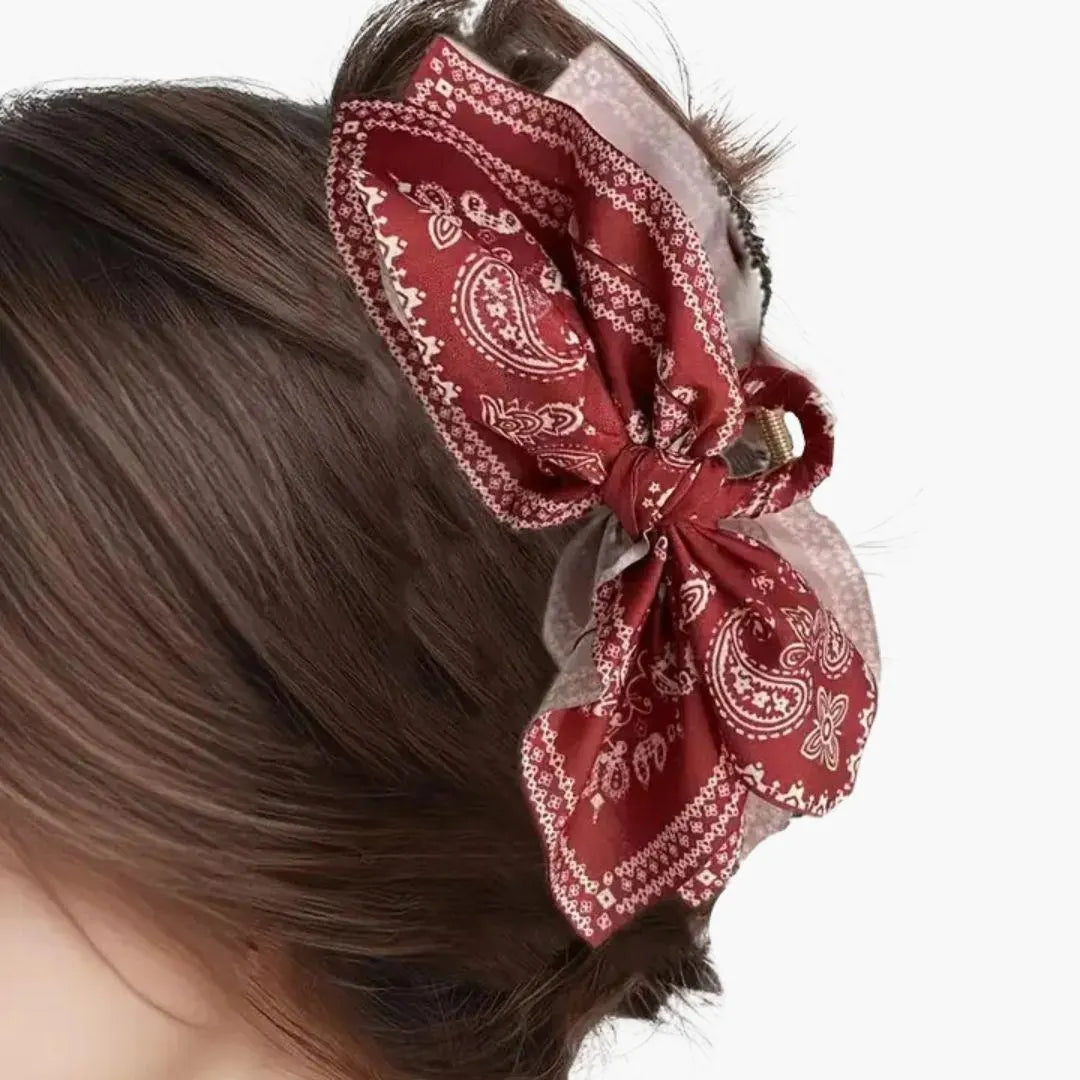 Boho Bow Bandana Hair Claw Clip