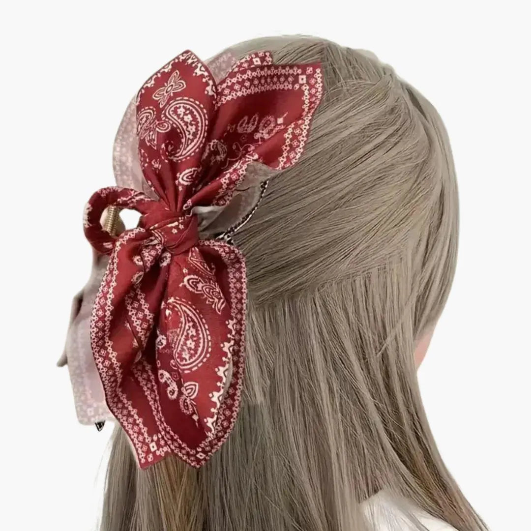 Boho Bow Bandana Hair Claw Clip