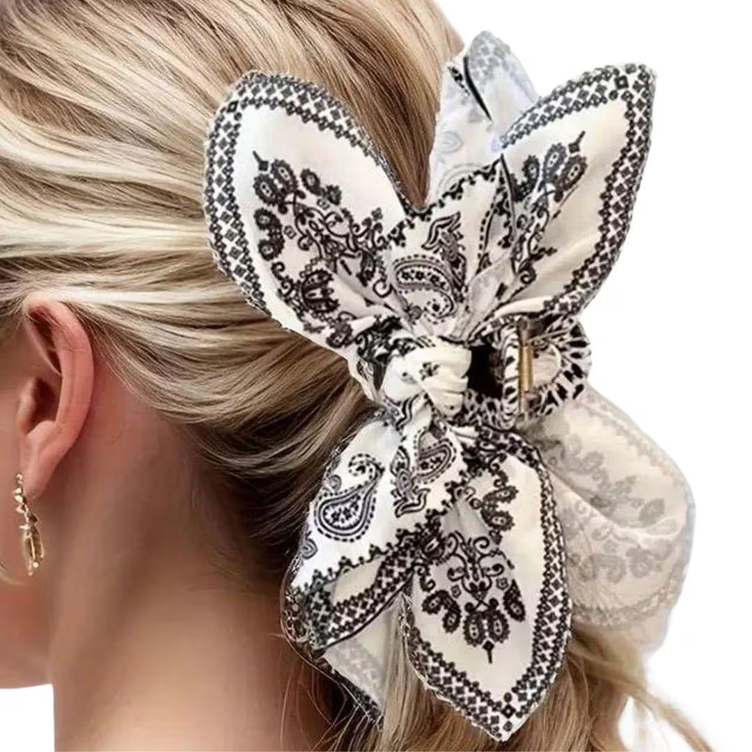 Boho Bow Bandana Hair Claw Clip