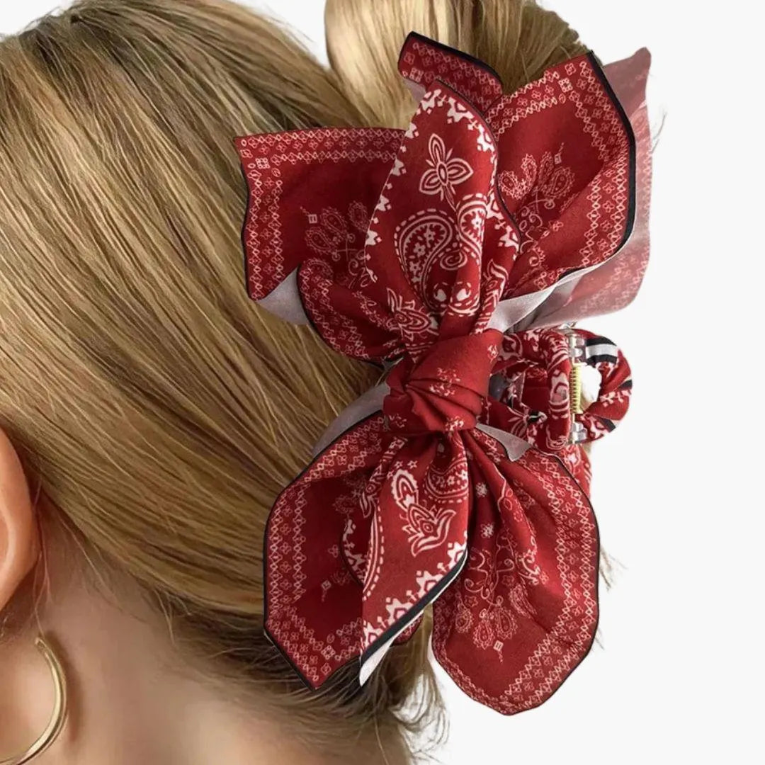 Boho Bow Bandana Hair Claw Clip