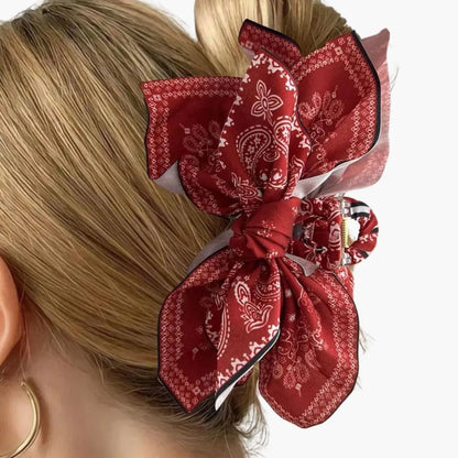 Boho Bow Bandana Hair Claw Clip