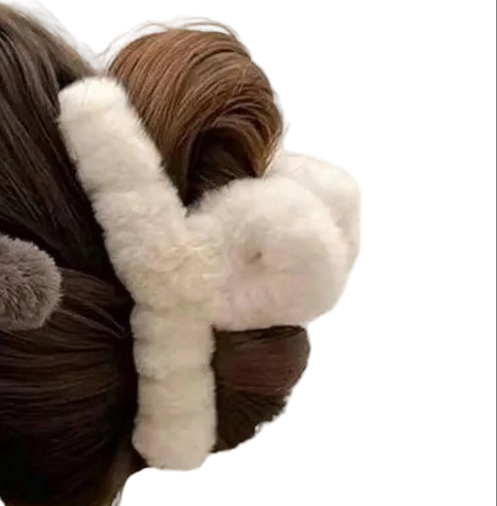 1 piece faux fur hair claw clip