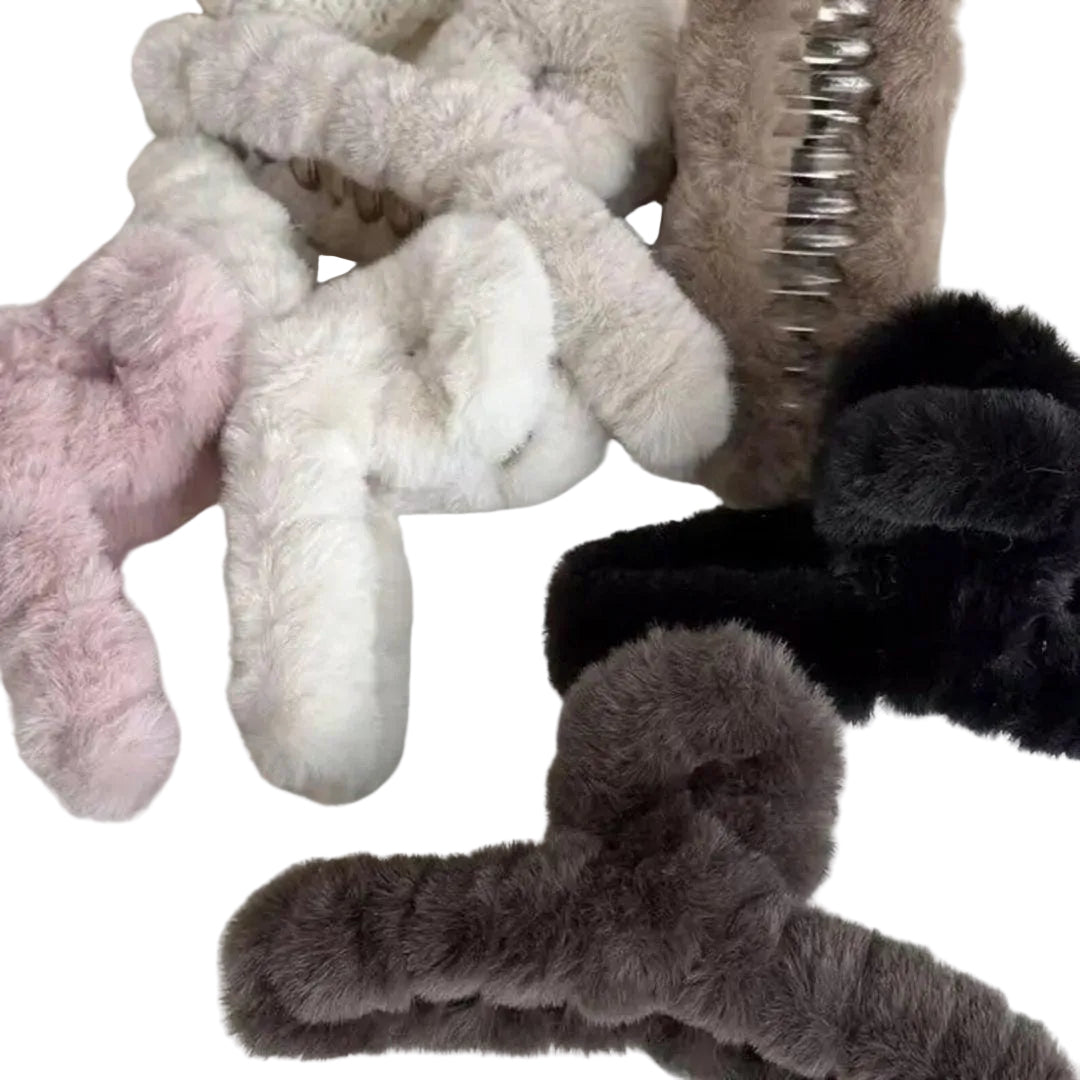 1 piece faux fur hair claw clip