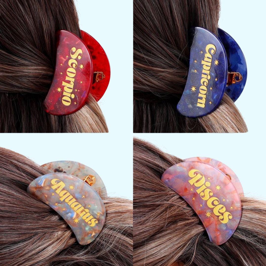 Zodiac sign hair claw clip