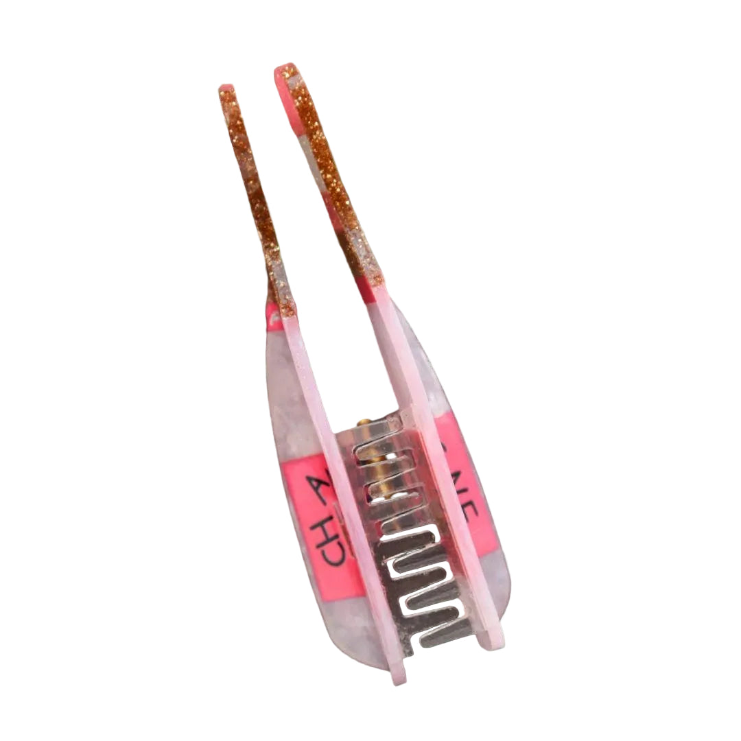 1 piece pink champagne bottle hair claw clip