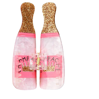 1 piece pink champagne bottle hair claw clip