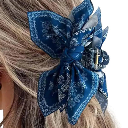 Boho Bow Bandana Hair Claw Clip