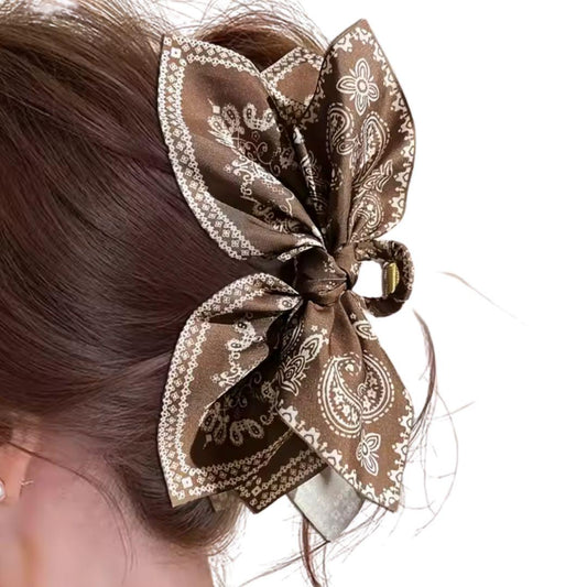Boho Bow Bandana Hair Claw Clip