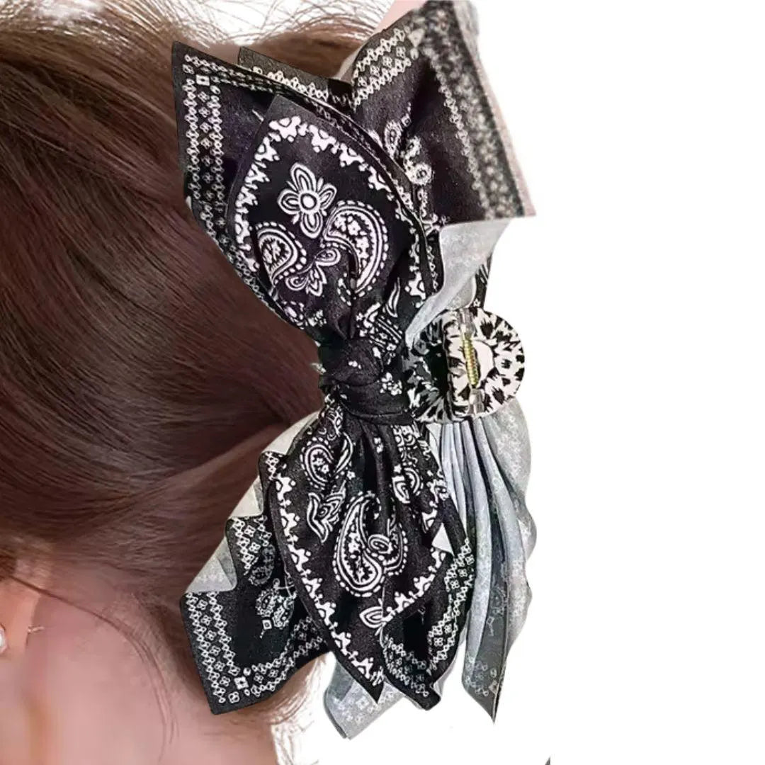 Boho Bow Bandana Hair Claw Clip