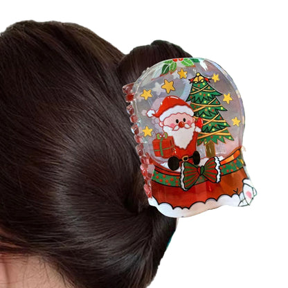 Snowglobe christmas holiday hair claw clip