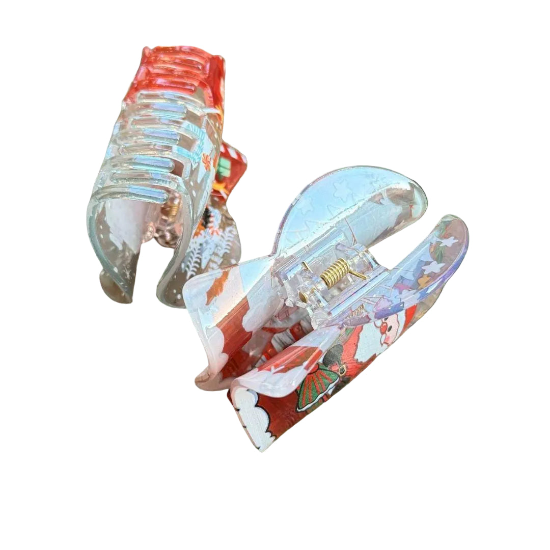Snowglobe christmas holiday hair claw clip