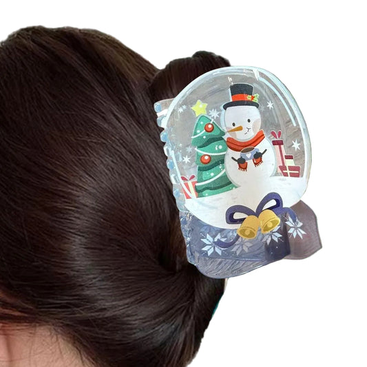 Snowglobe christmas holiday hair claw clip