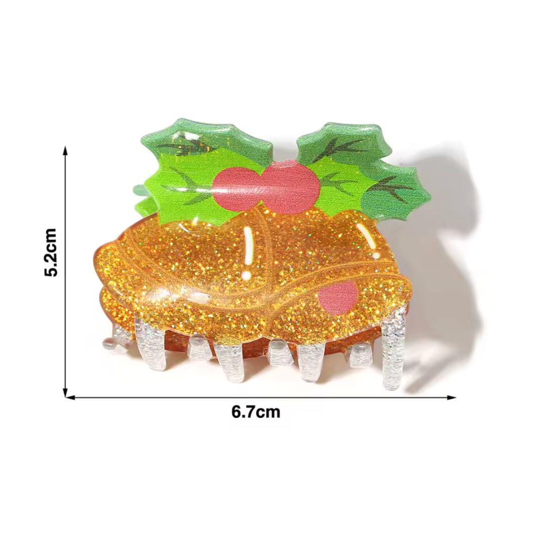 Christmas bells hair claw clip