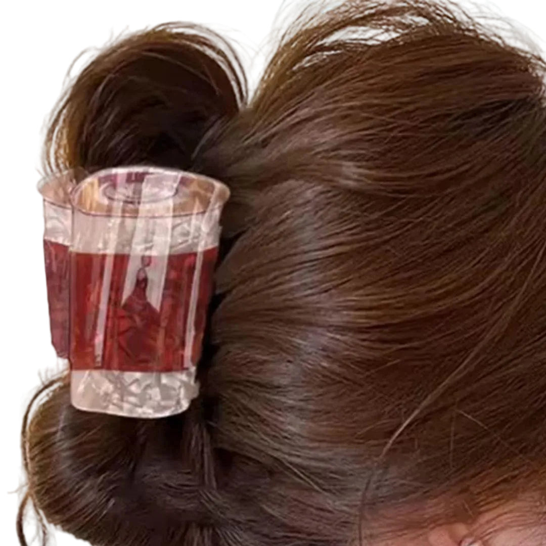 Coffee cup hair claw clip
