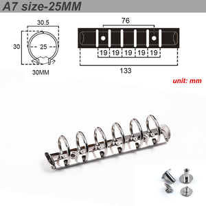 A7 Size Metal Spiral Rings Binder Clip With 2 Pairs of Screws