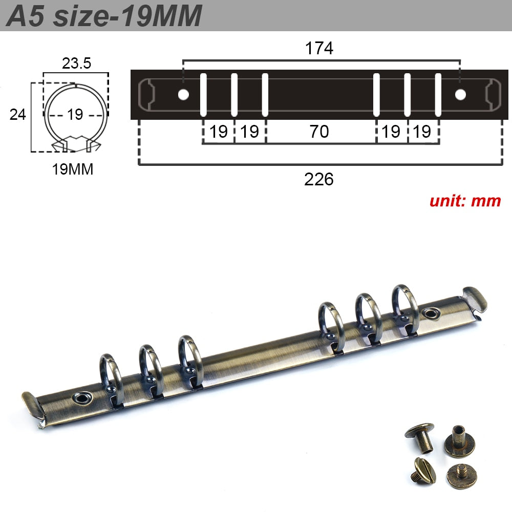 Moterm A5 Size Metal Spiral Rings Binder Clip With 2 Pairs of Screws