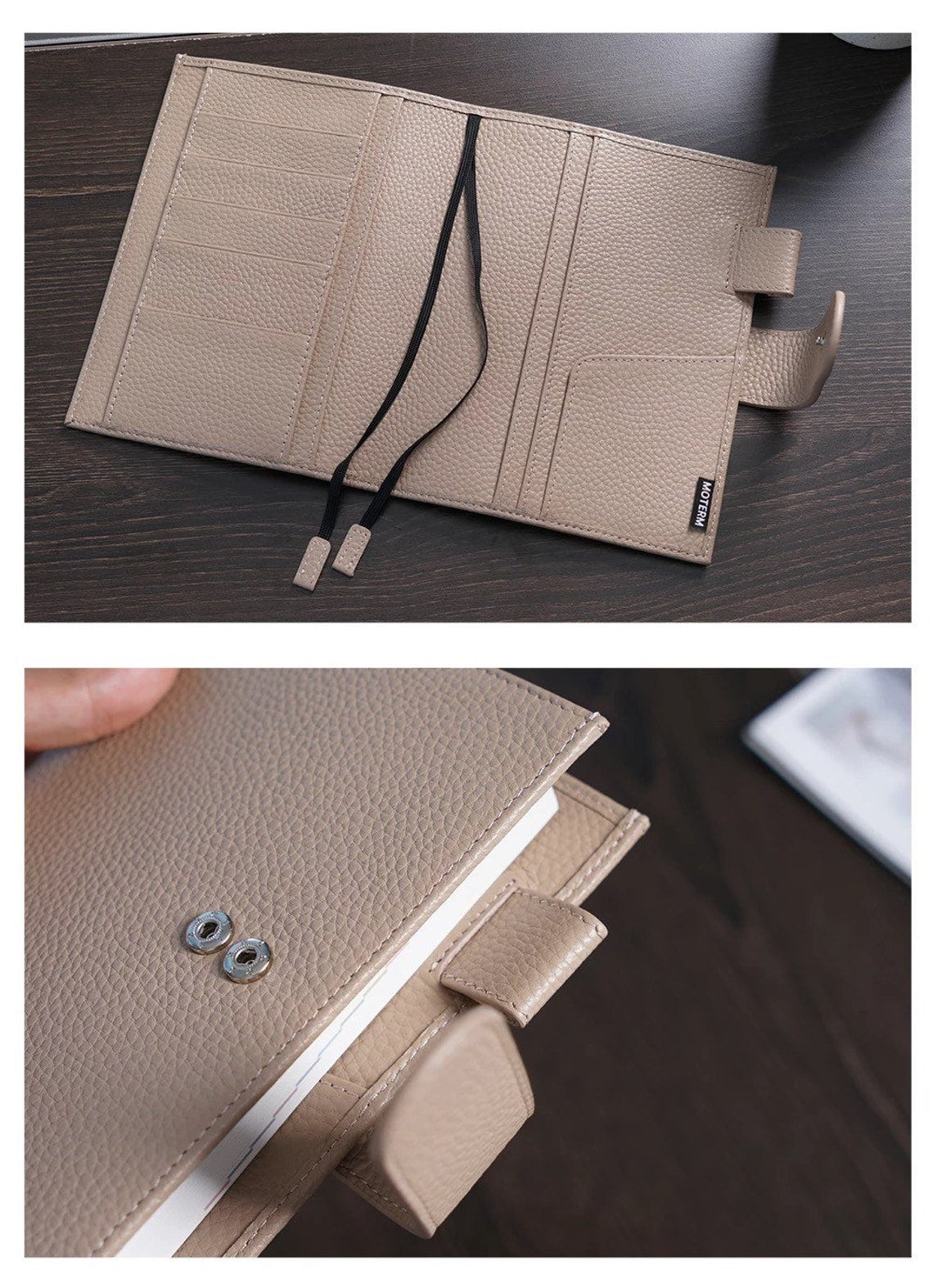 Moterm pebbled leather A6 Cover journal (Taupe)