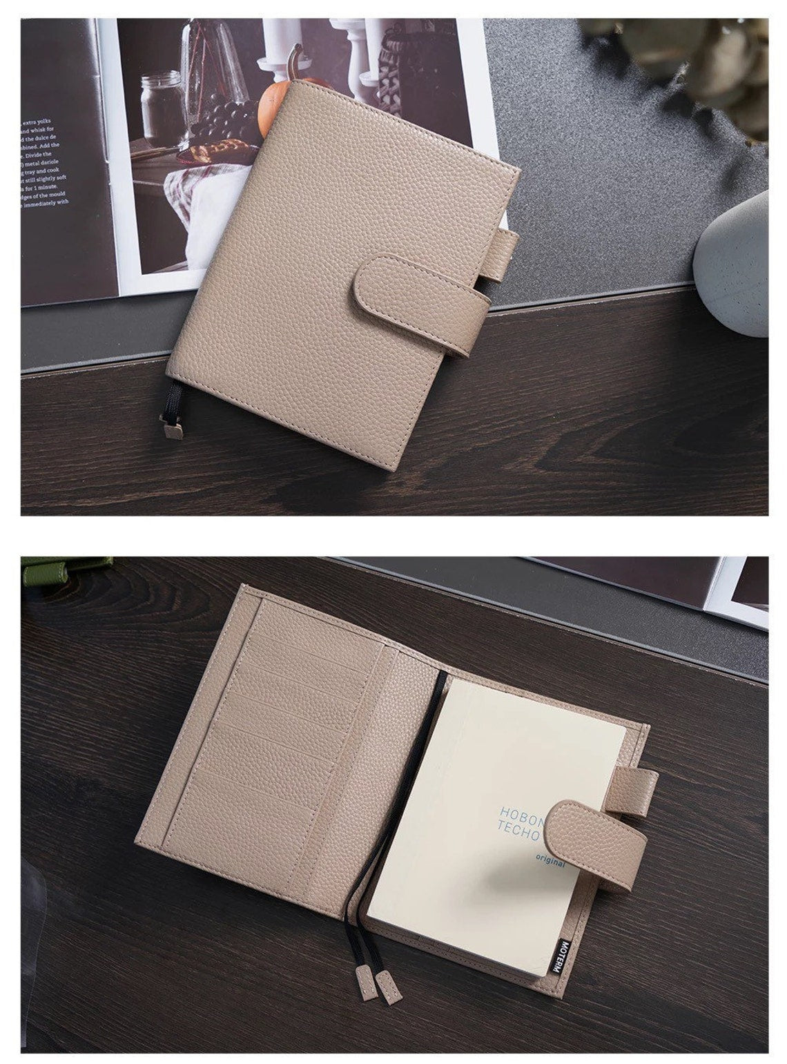 Moterm pebbled leather A6 Cover journal (Taupe)
