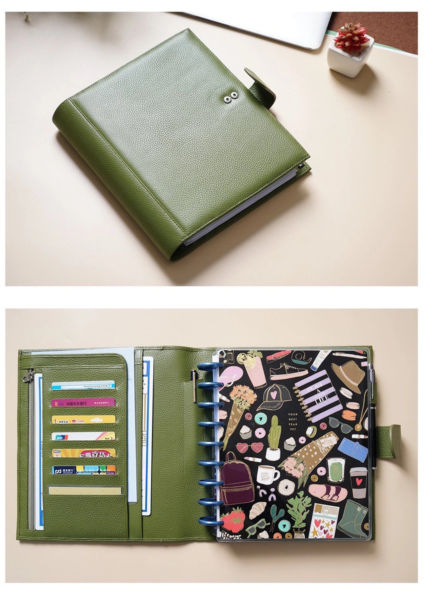 Moterm Genuine Leather Discbound Planner Cover
