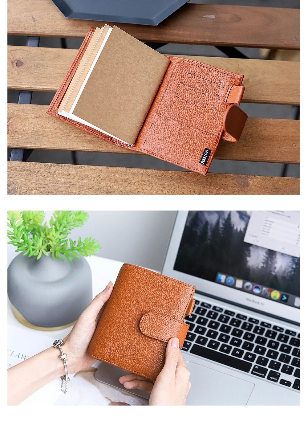 Moterm Companion Travel Journal Passport Size Notebook Genuine Pebbled  Grain Cowhide Organizer with Double Snap Closure